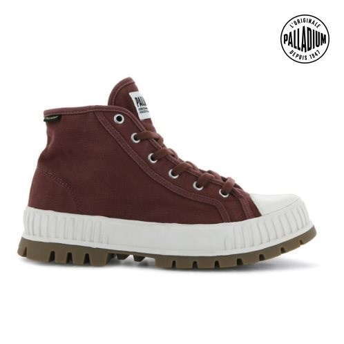 Palladium Pallashock Mid OG High Tops Women's Sneakers Burgundy | UK K276-SYC